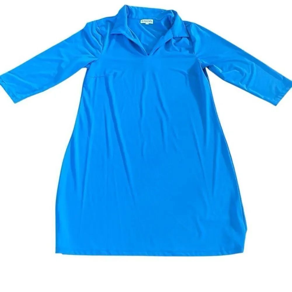 Buckhead Betties blue dress size, large polyester, super comfy, and cute.
